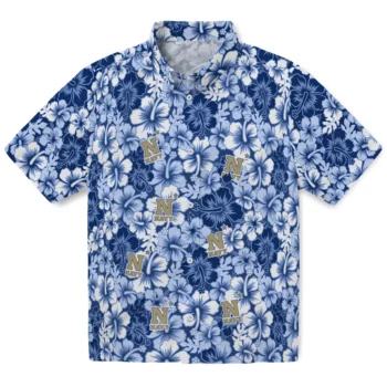 navy midshipmen hibiscus blooms blue hawaiian shirts best selling