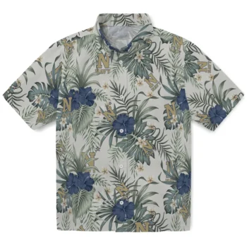 navy midshipmen hibiscus designs beige hawaiian shirts best selling