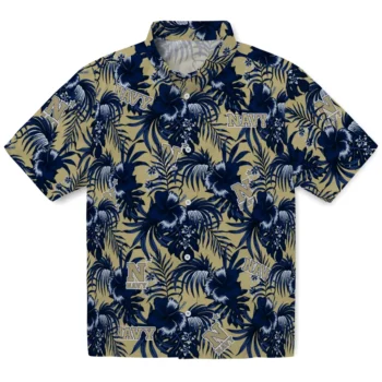 navy midshipmen hibiscus exotic blue hawaiian shirts best selling