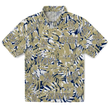 navy midshipmen hibiscus overlay hawaiian shirts best selling