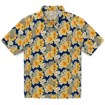 navy midshipmen hibiscus tropics blue yellow hawaiian shirts best selling