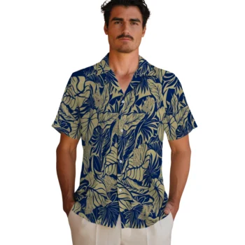 navy midshipmen monstera layer blue hawaiian shirts fashion forward