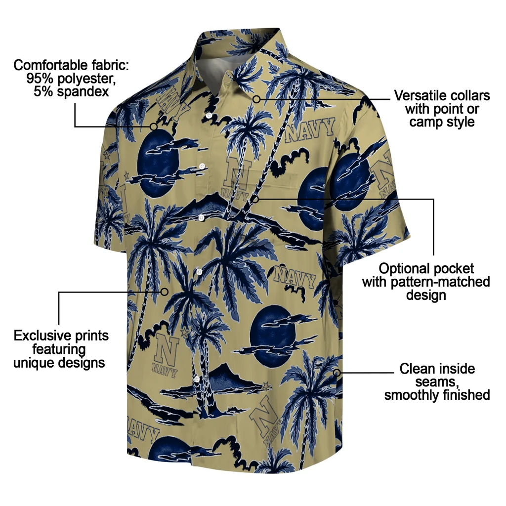 Navy Midshipmen Hawaiian Shirt - Palm Sunset navy midshipmen palm sunset hawaiian shirts new arrival