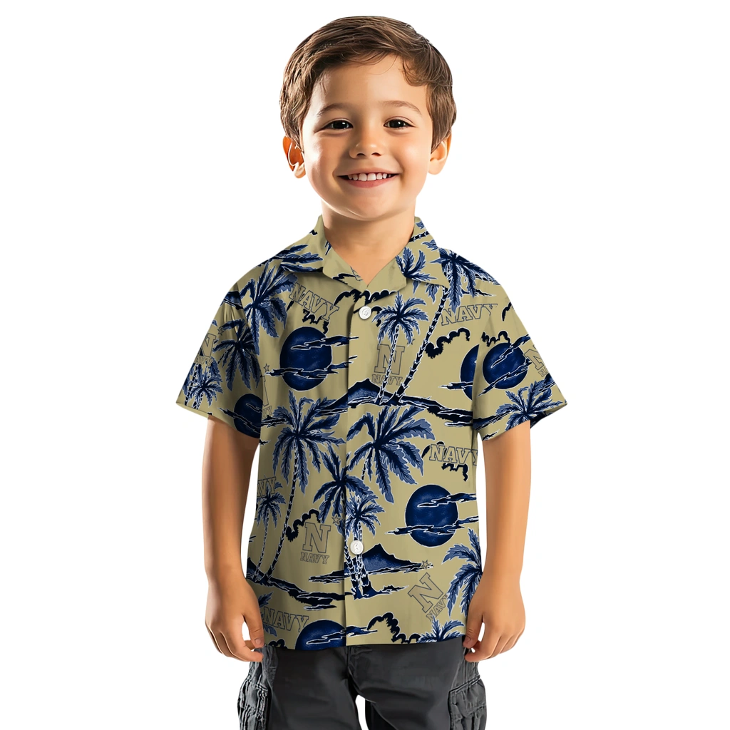 Navy Midshipmen Hawaiian Shirt - Palm Sunset navy midshipmen palm sunset hawaiian shirts top rated