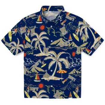 navy midshipmen palm tree island blue hawaiian shirts best selling