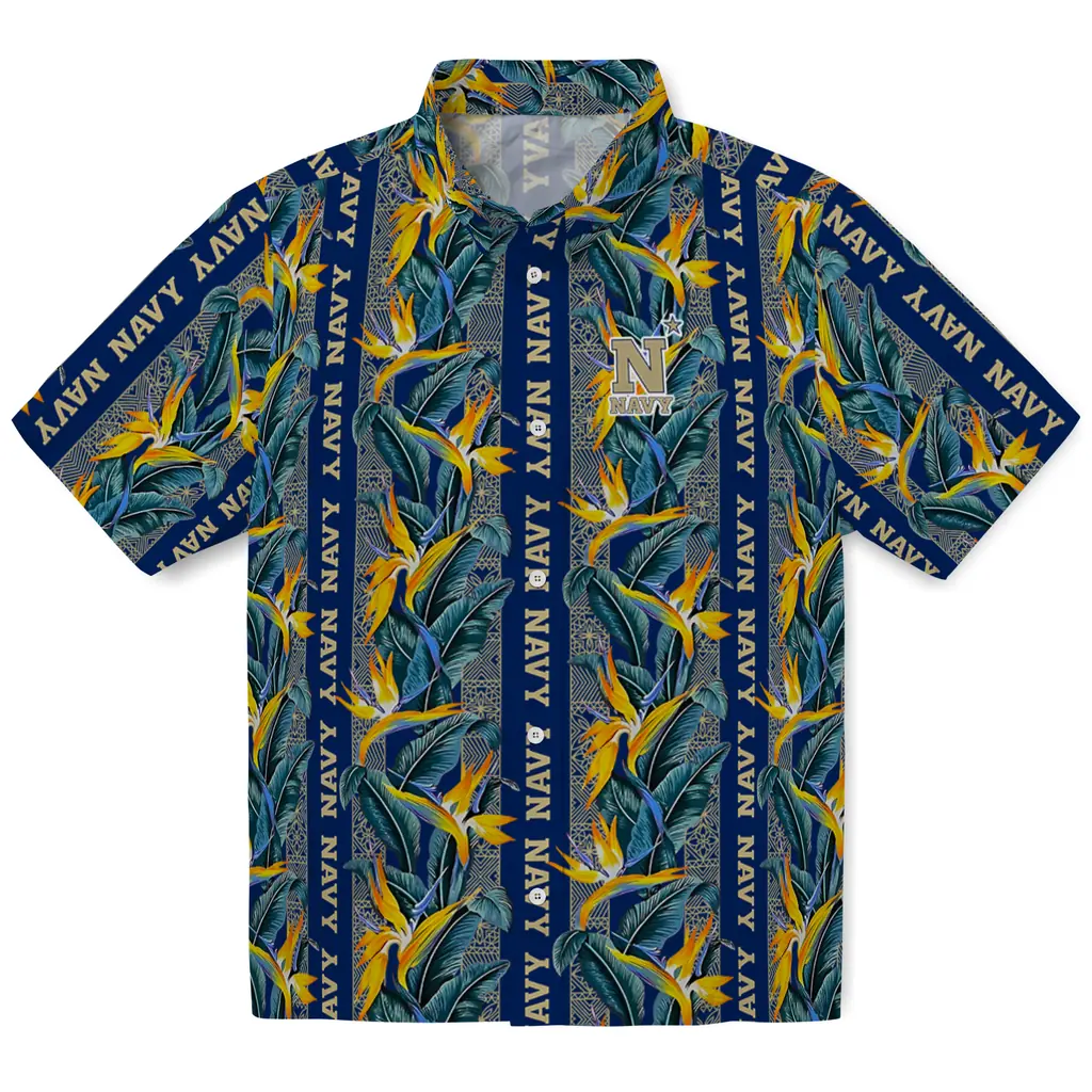 Navy Midshipmen Hawaiian Shirt - Paradise Vines navy midshipmen paradise vines blue hawaiian shirts best selling