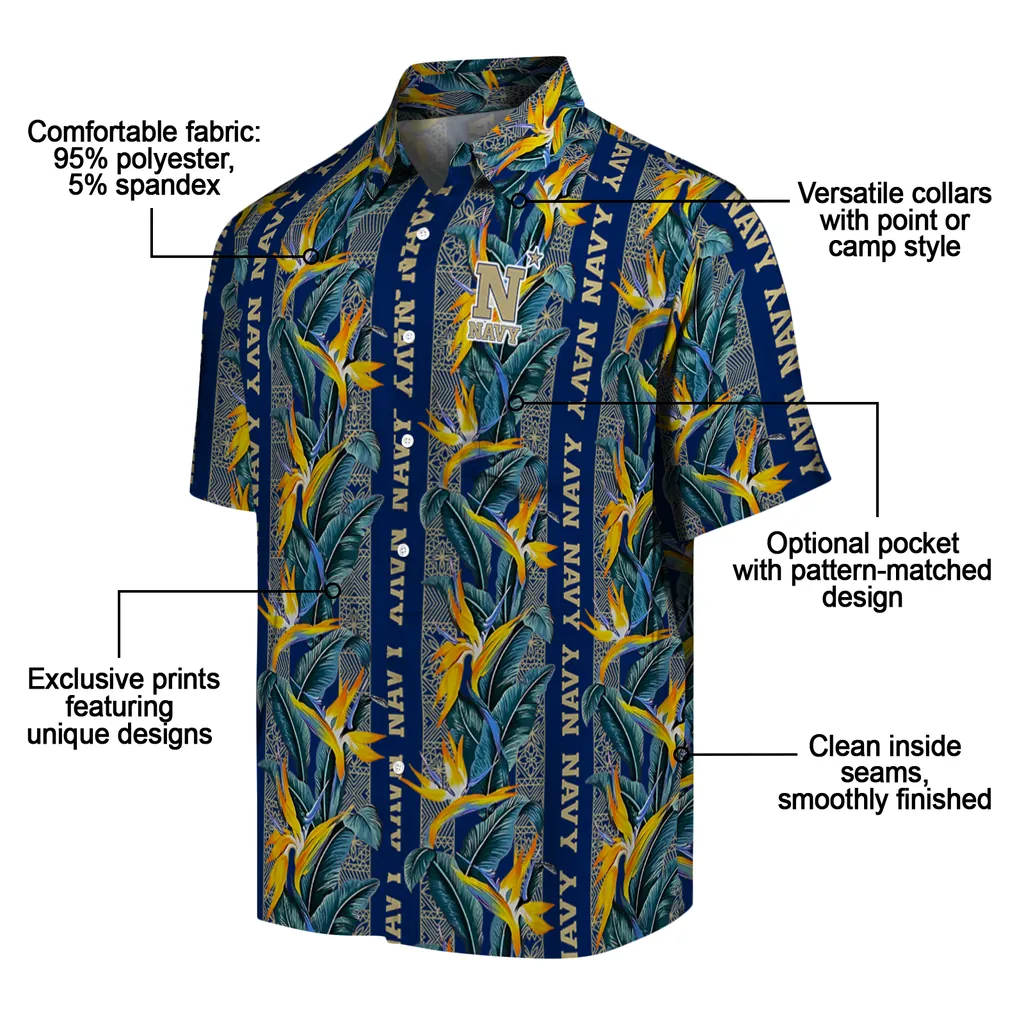Navy Midshipmen Hawaiian Shirt - Paradise Vines navy midshipmen paradise vines blue hawaiian shirts new arrival