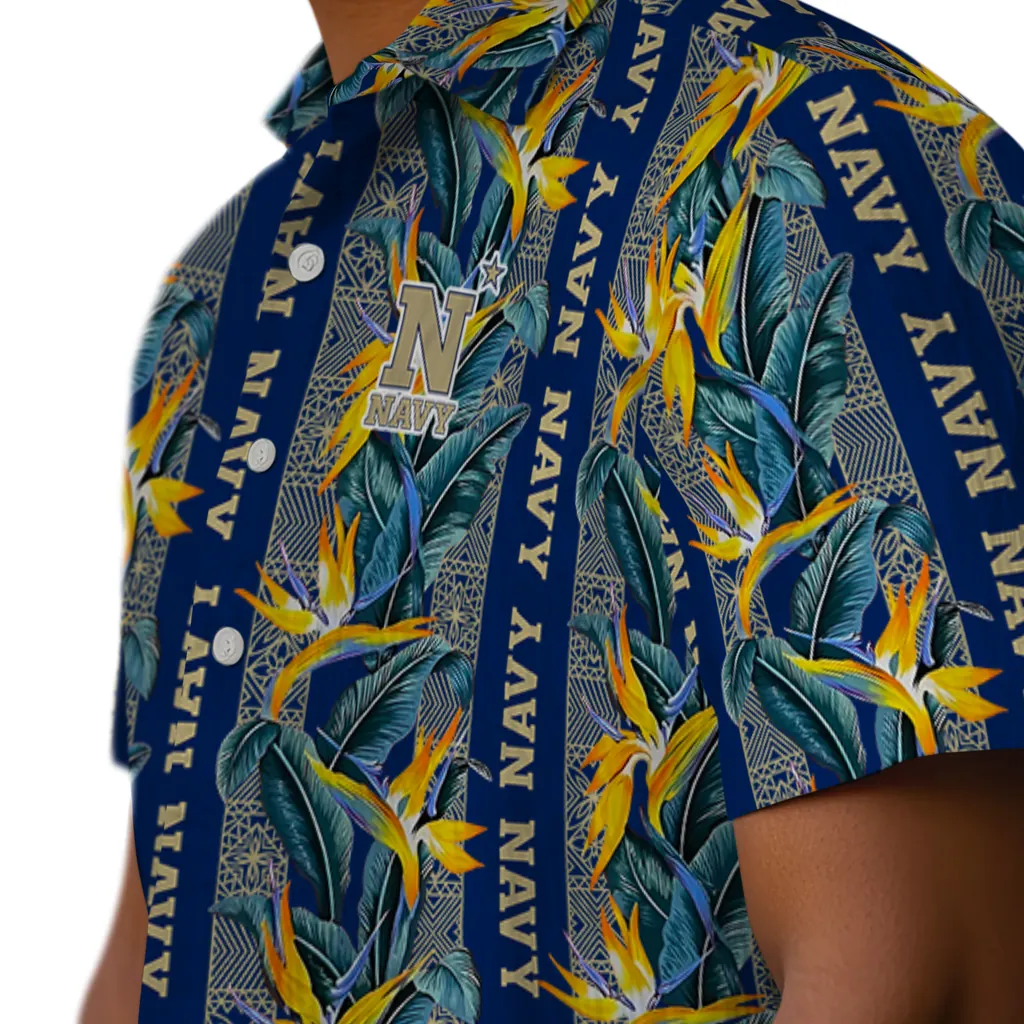 Navy Midshipmen Hawaiian Shirt - Paradise Vines navy midshipmen paradise vines blue hawaiian shirts trendy