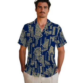 navy midshipmen turtle lines blue hawaiian shirts fashion forward