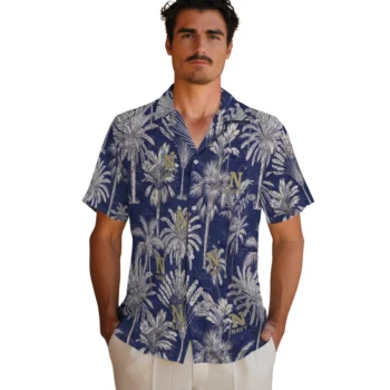 navy midshipmen palm shadows blue hawaiian shirts fashion forward