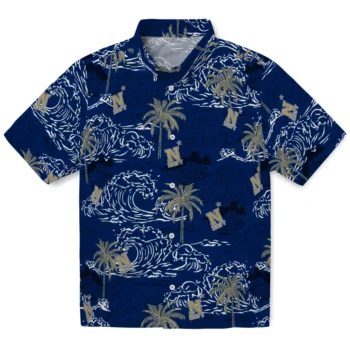 navy midshipmen wave palm blue hawaiian shirts best selling