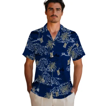 navy midshipmen wave palm blue hawaiian shirts fashion forward