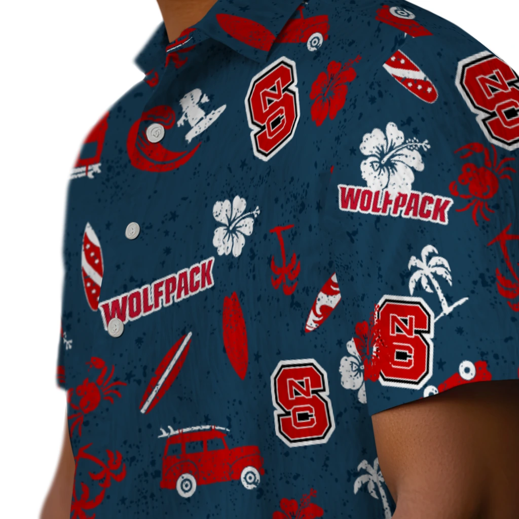 NC State Wolfpack Hawaiian Shirt - Beach Vibe nc state wolfpack beach vibe navy hawaiian shirts trendy