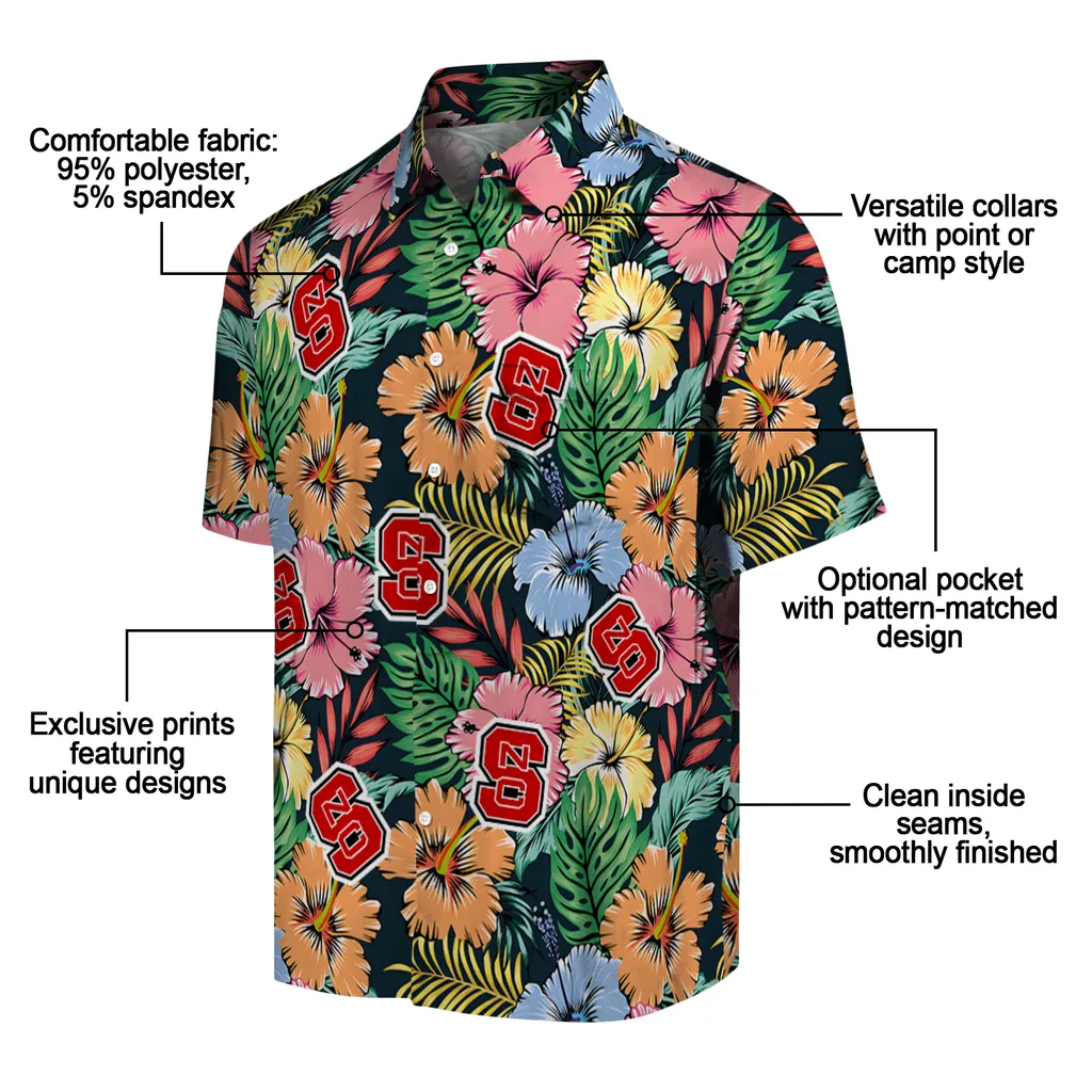 NC State Wolfpack Hawaiian Shirt - Brilliant Hibiscus Garden nc state wolfpack brilliant hibiscus garden hawaiian shirts new arrival