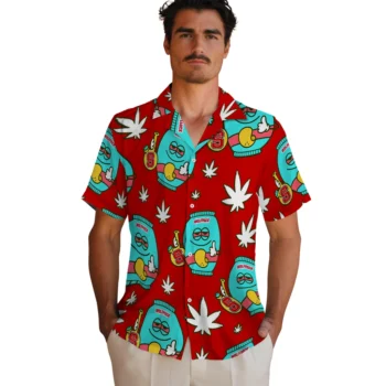 nc state wolfpack bong smile red hawaiian shirts fashion forward