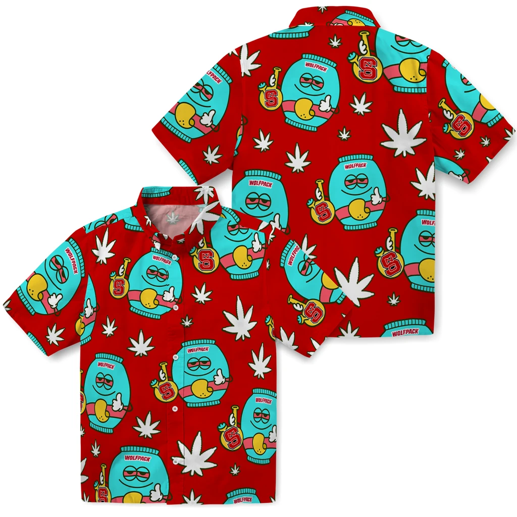 NC State Wolfpack Hawaiian Shirt - Chill Vibe nc state wolfpack bong smile red hawaiian shirts high quality