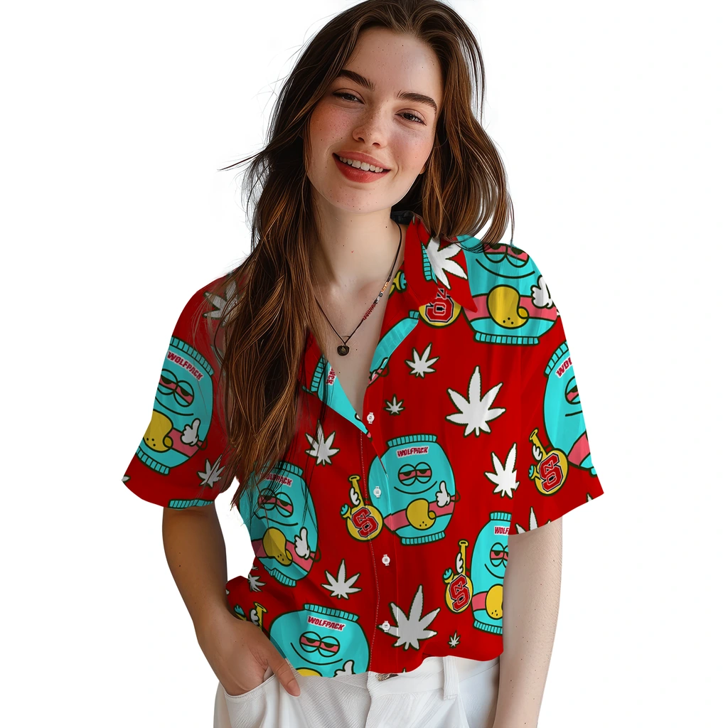 NC State Wolfpack Hawaiian Shirt - Chill Vibe nc state wolfpack bong smile red hawaiian shirts latest model