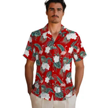 nc state wolfpack flamingo palms red hawaiian shirts fashion forward