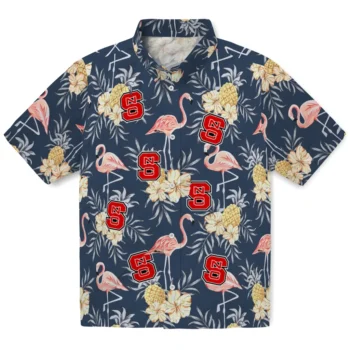 nc state wolfpack flamingo hibiscus navy hawaiian shirts best selling