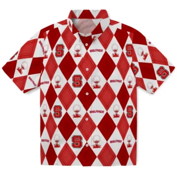 nc state wolfpack balloon plaid red hawaiian shirts best selling