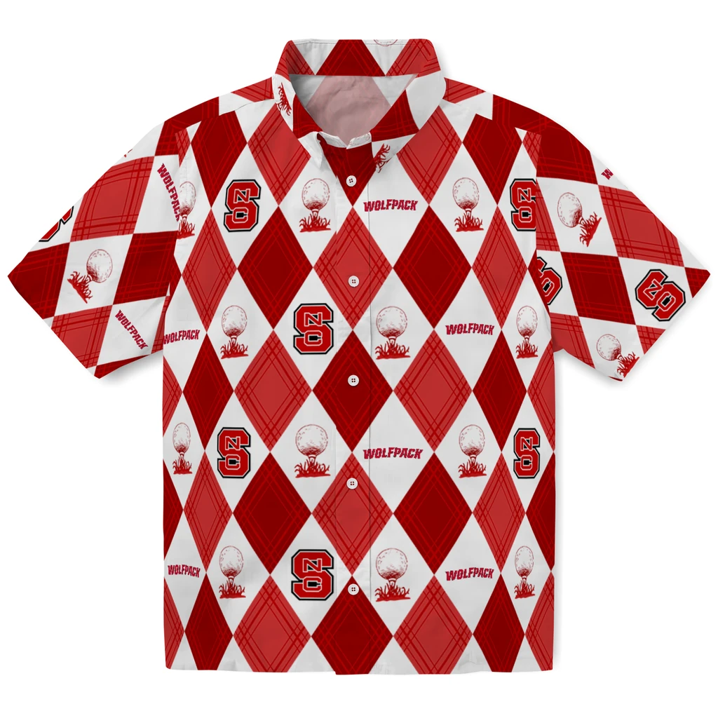 NC State Wolfpack Hawaiian Shirt - Golfing Plaid nc state wolfpack balloon plaid red hawaiian shirts best selling