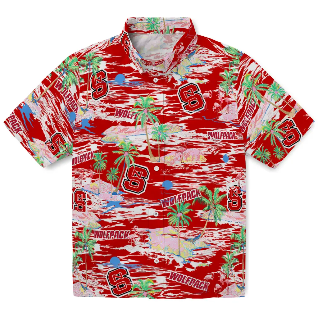 NC State Wolfpack Hawaiian Shirt - Hawaii Island nc state wolfpack flamingo retreat red hawaiian shirts best selling