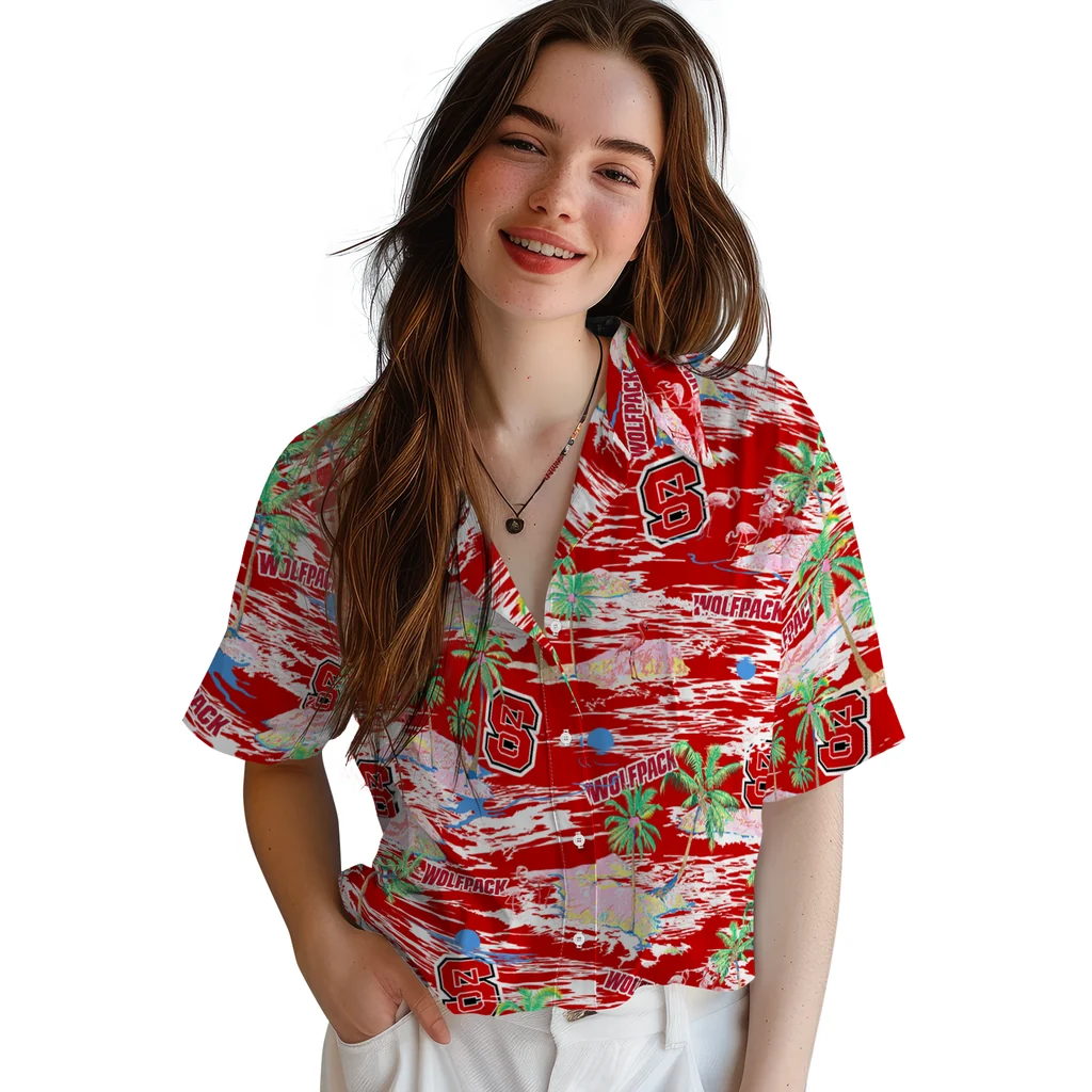 NC State Wolfpack Hawaiian Shirt - Hawaii Island nc state wolfpack flamingo retreat red hawaiian shirts latest model