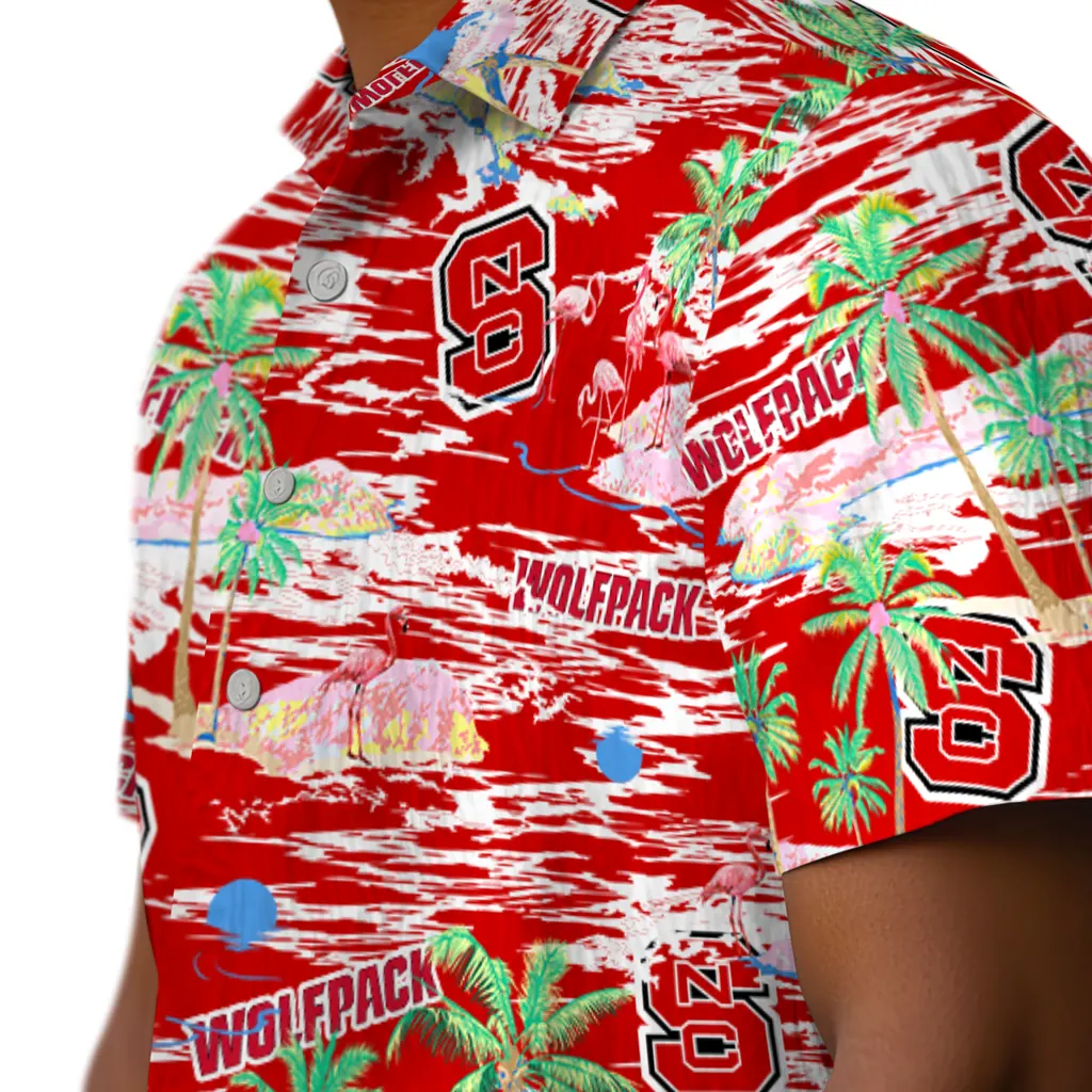 NC State Wolfpack Hawaiian Shirt - Hawaii Island nc state wolfpack flamingo retreat red hawaiian shirts trendy