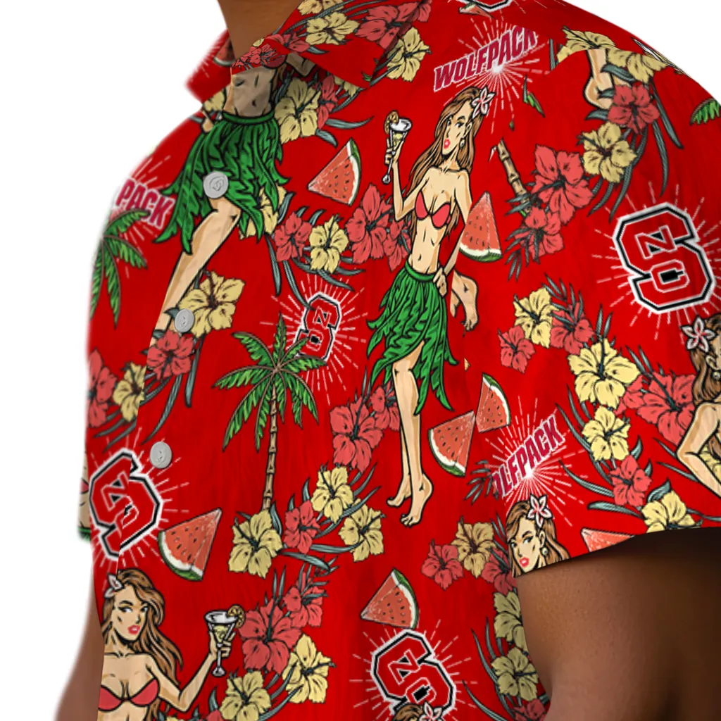 NC State Wolfpack Hawaiian Shirt - Hawaiian Girls Design nc state wolfpack hawaiian girls design red hawaiian shirts trendy
