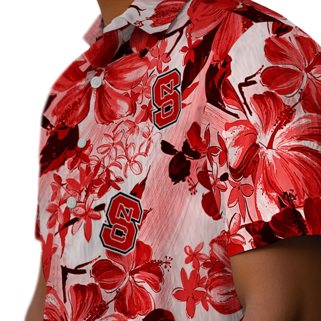 NC State Wolfpack Hawaiian Shirt - Hibiscus Arrangement nc state wolfpack hibiscus arrangement red hawaiian shirts trendy