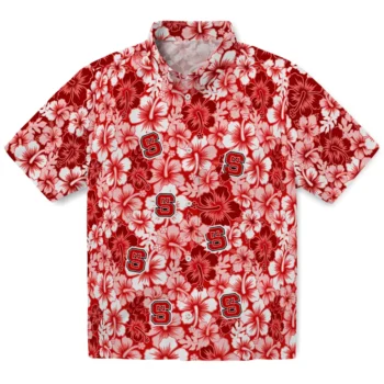 nc state wolfpack hibiscus blooms red hawaiian shirts best selling