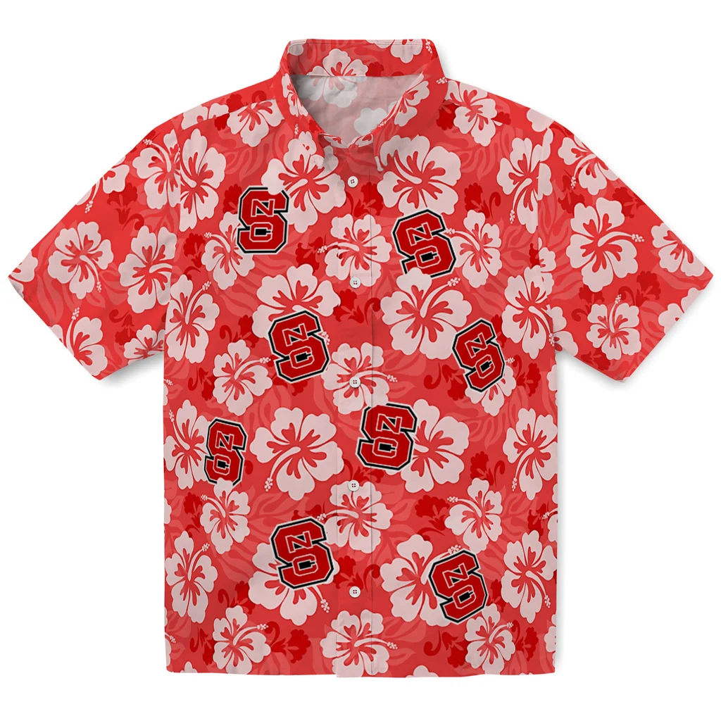 NC State Wolfpack Hawaiian Shirt - Hibiscus Cluster nc state wolfpack hibiscus cluster red hawaiian shirts best selling
