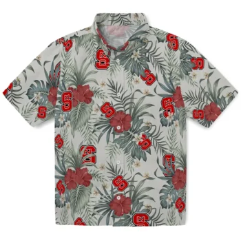 nc state wolfpack hibiscus designs beige hawaiian shirts best selling