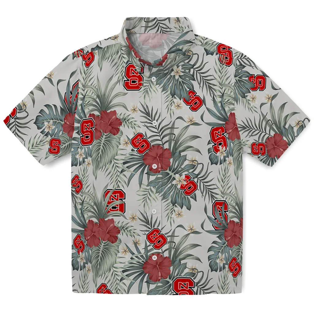 NC State Wolfpack Hawaiian Shirt - Hibiscus Designs nc state wolfpack hibiscus designs beige hawaiian shirts best selling