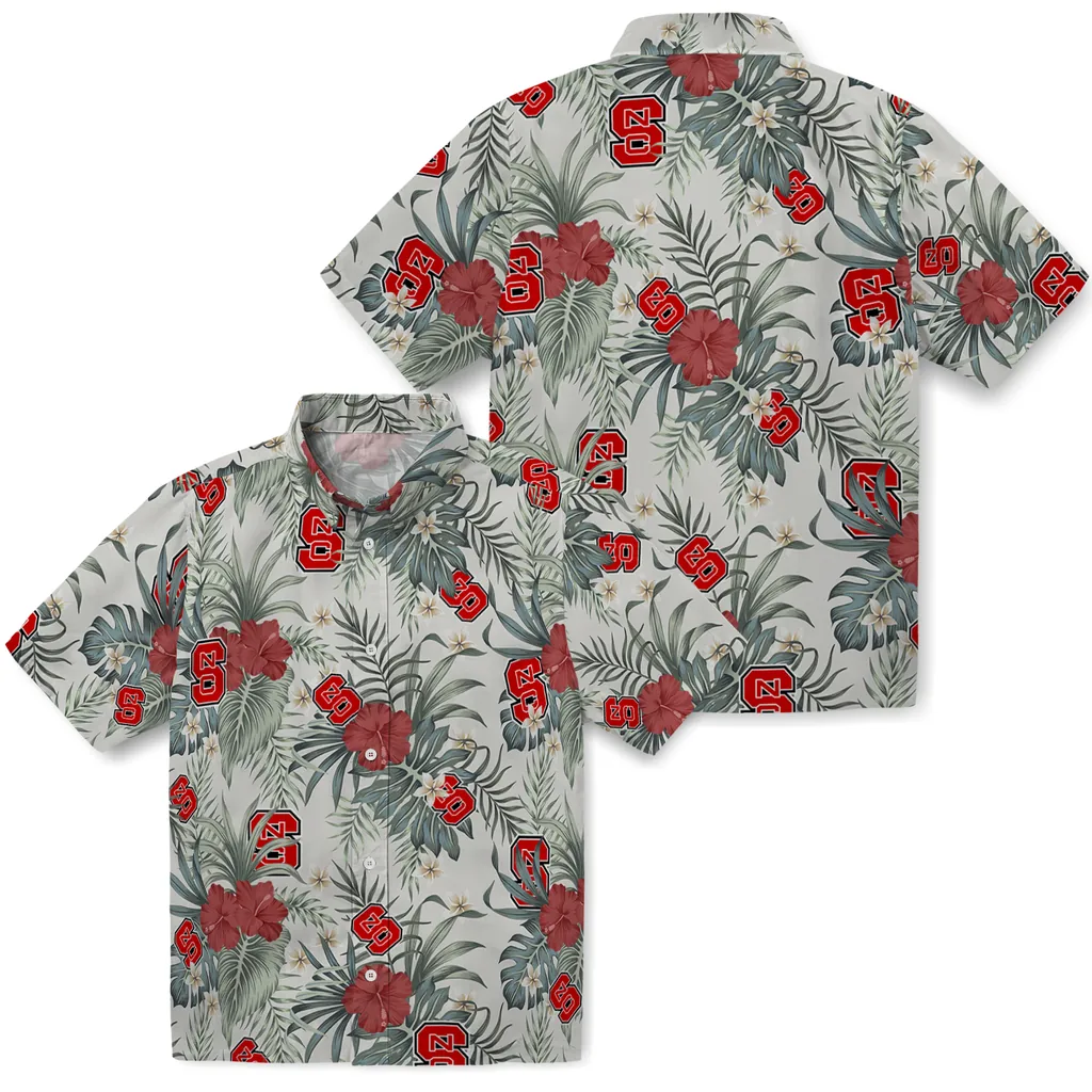NC State Wolfpack Hawaiian Shirt - Hibiscus Designs nc state wolfpack hibiscus designs beige hawaiian shirts high quality