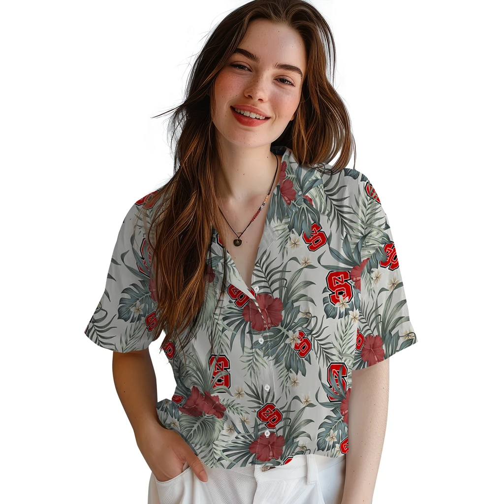 NC State Wolfpack Hawaiian Shirt - Hibiscus Designs nc state wolfpack hibiscus designs beige hawaiian shirts latest model