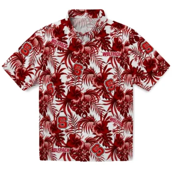 nc state wolfpack hibiscus exotic red hawaiian shirts best selling
