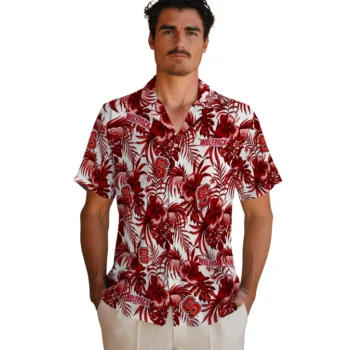 nc state wolfpack hibiscus exotic red hawaiian shirts fashion forward