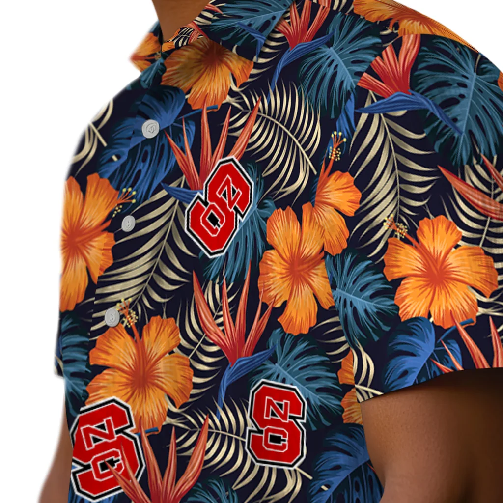 NC State Wolfpack Hawaiian Shirt - Hibiscus Foliage nc state wolfpack hibiscus foliage hawaiian shirts trendy