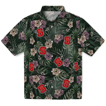 nc state wolfpack hibiscus leaves pattern green hawaiian shirts best selling