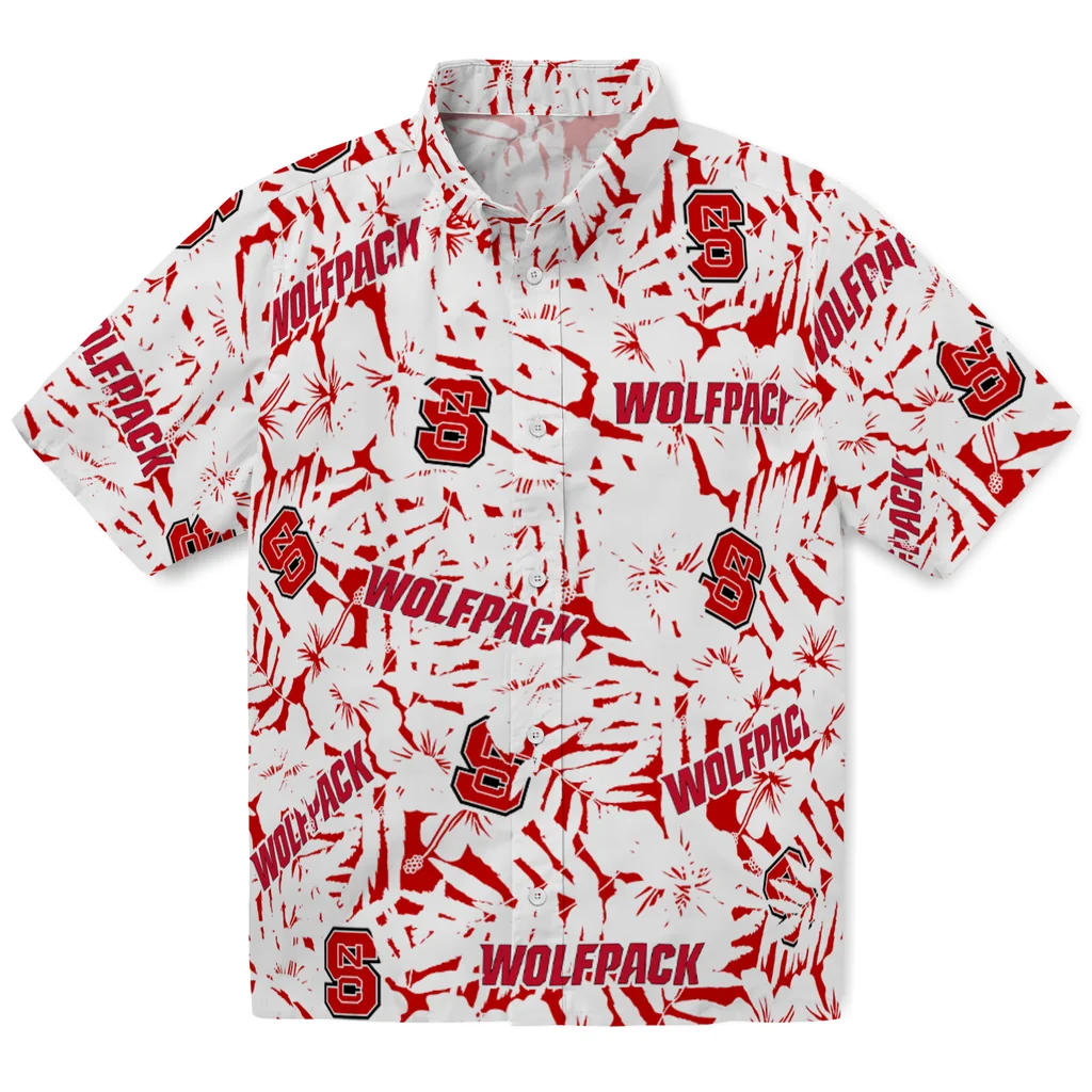 NC State Wolfpack Hawaiian Shirt - Hibiscus Overlay nc state wolfpack hibiscus overlay hawaiian shirts best selling