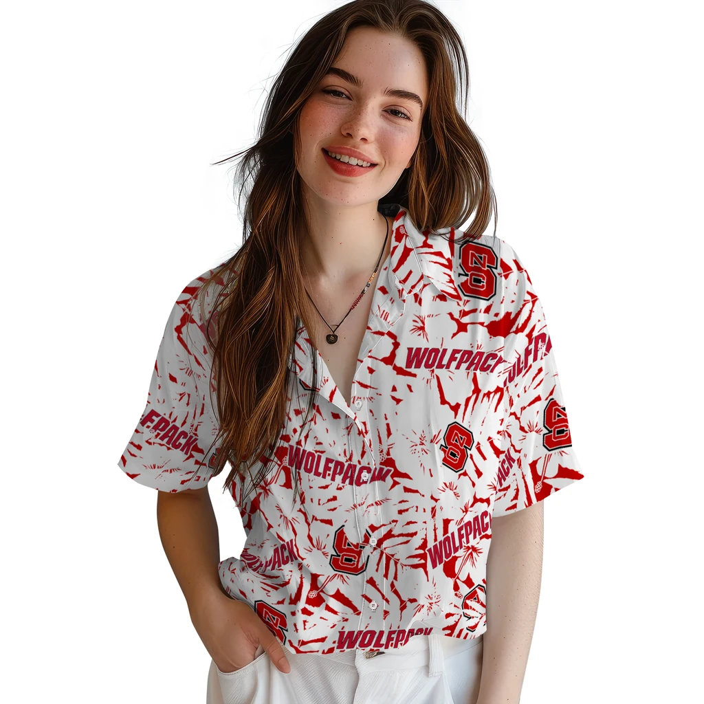 NC State Wolfpack Hawaiian Shirt - Hibiscus Overlay nc state wolfpack hibiscus overlay hawaiian shirts latest model