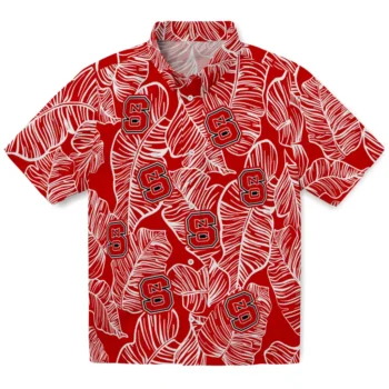 nc state wolfpack leaf outline red hawaiian shirts best selling