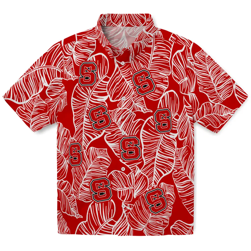 NC State Wolfpack Hawaiian Shirt - Leaf Outline nc state wolfpack leaf outline red hawaiian shirts best selling