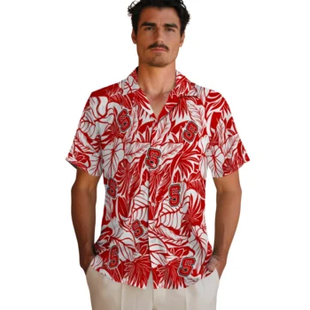nc state wolfpack monstera layer red hawaiian shirts fashion forward