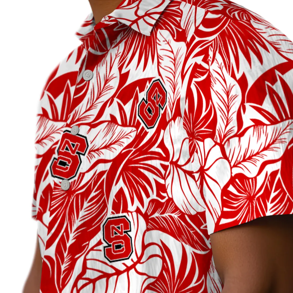 NC State Wolfpack Hawaiian Shirt - Monstera Layer nc state wolfpack monstera layer red hawaiian shirts trendy