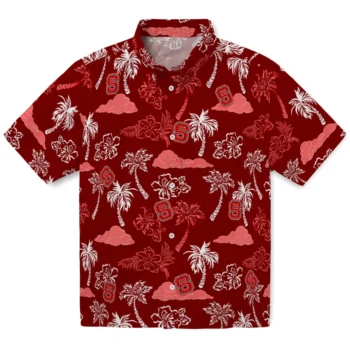 nc state wolfpack palm and clouds red hawaiian shirts best selling