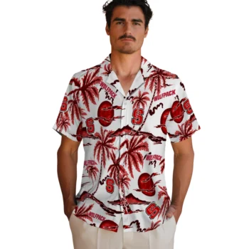 nc state wolfpack palm sunset hawaiian shirts fashion forward