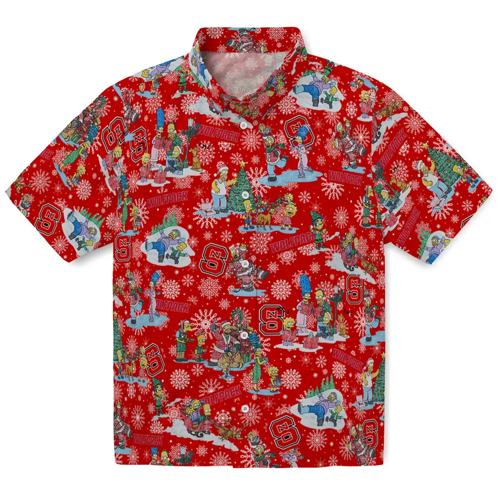NC State Wolfpack Hawaiian Shirt - Simpsons Christmas nc state wolfpack simpsons christmas red hawaiian shirts best selling