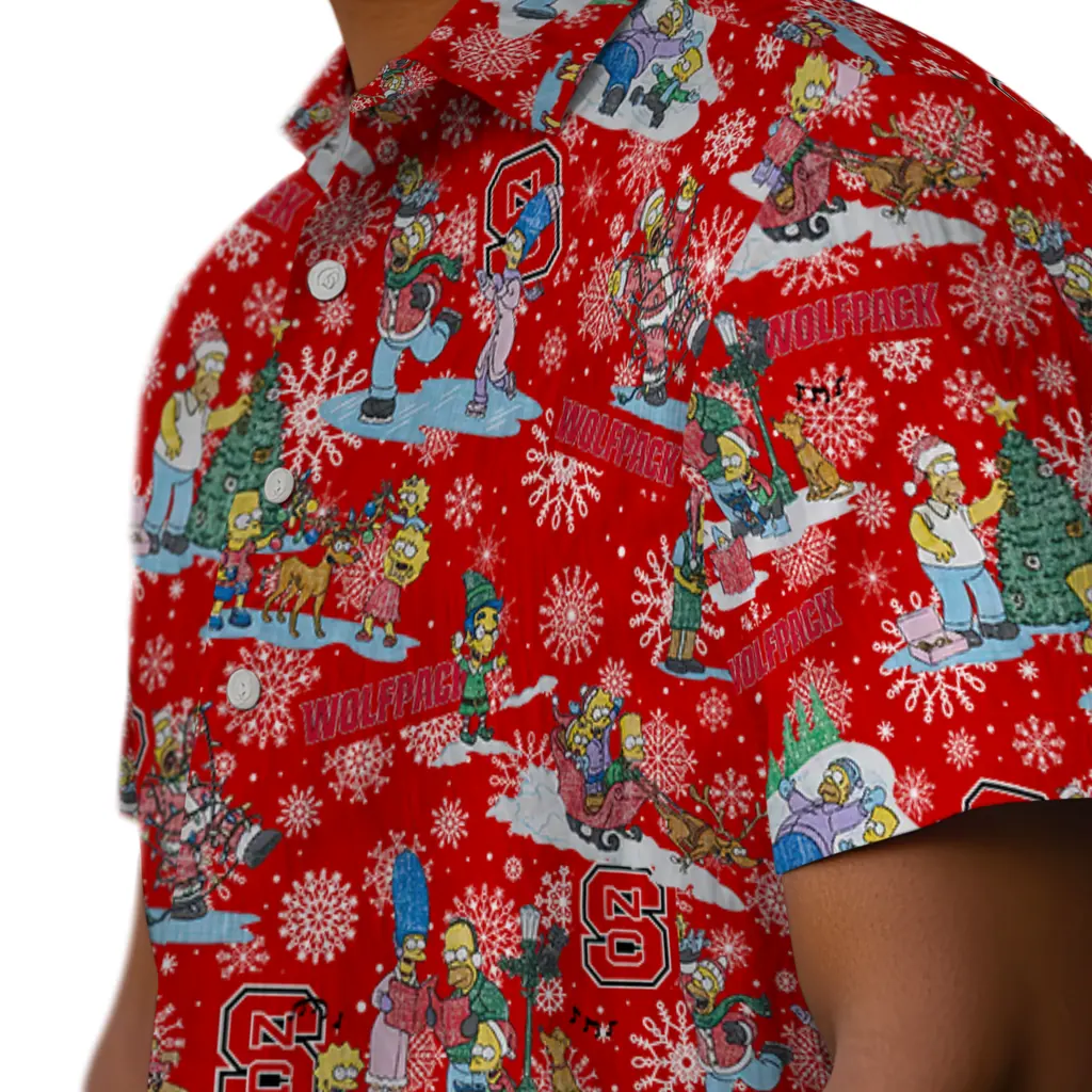 NC State Wolfpack Hawaiian Shirt - Simpsons Christmas nc state wolfpack simpsons christmas red hawaiian shirts trendy